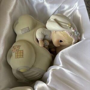 Elegant Blue and White Swirl precious moments figure in box